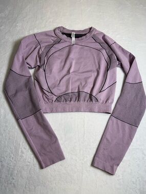 Cropped Lilac Long-Sleeve Seamless Top - Women